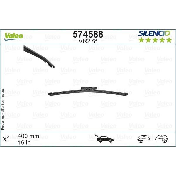 Aizmugures tīrītājs Valeo Silencio Rear VR278, 400 mm