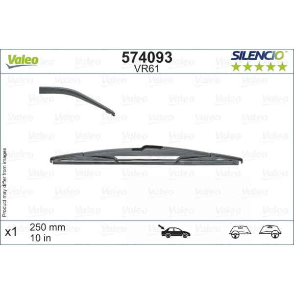 Aizmugures tīrītājs Valeo Silencio Rear VR61, 250 mm