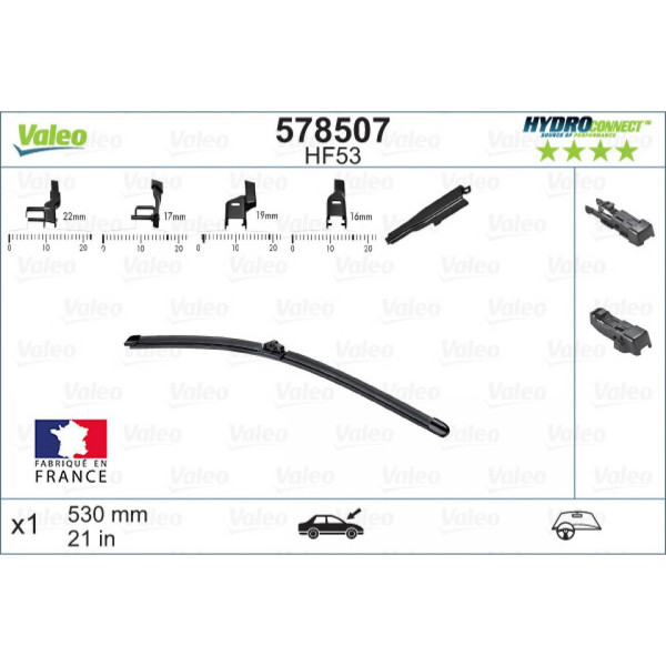 Tīrītājs Valeo HydroConnect HF53, 530 mm