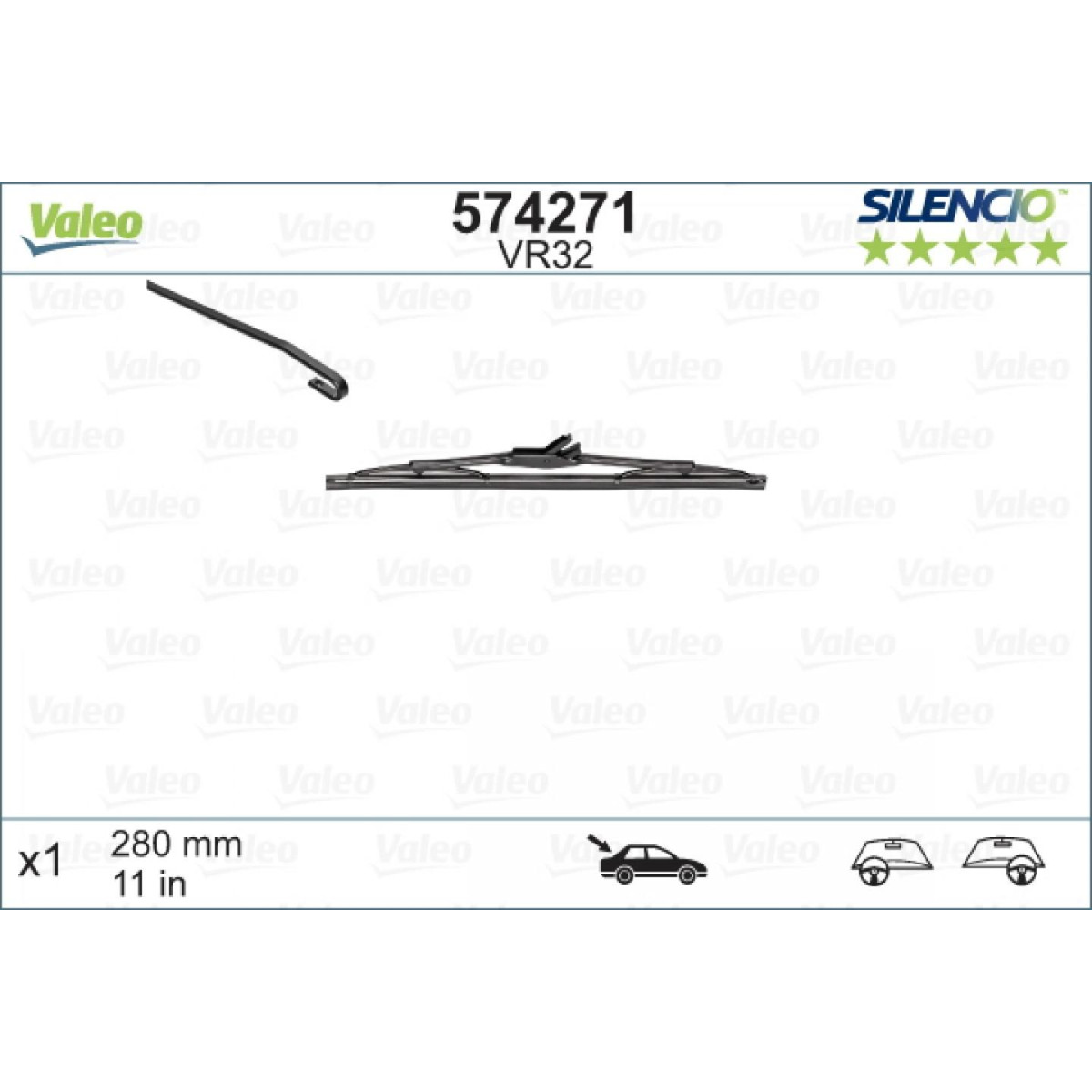 Aizmugures tīrītājs Valeo Silencio Performance VR32, 280 mm Aizmugures tīrītājs Valeo Silencio Performance VR32, 280 mm