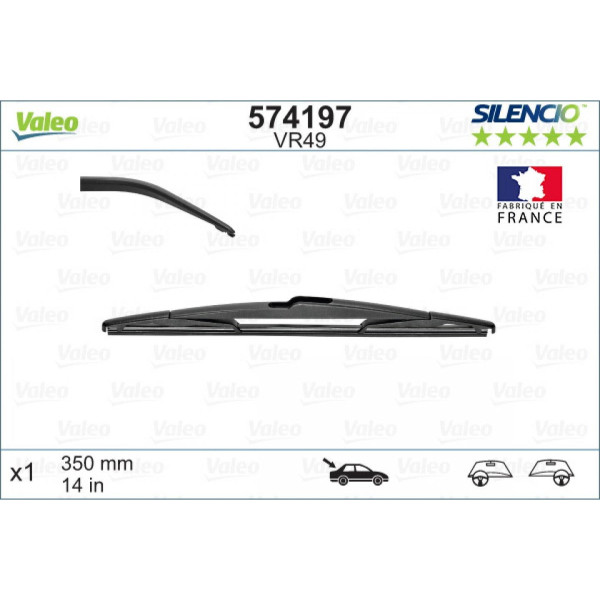 Aizmugures tīrītājs Valeo Silencio Performance VR49, 350 mm