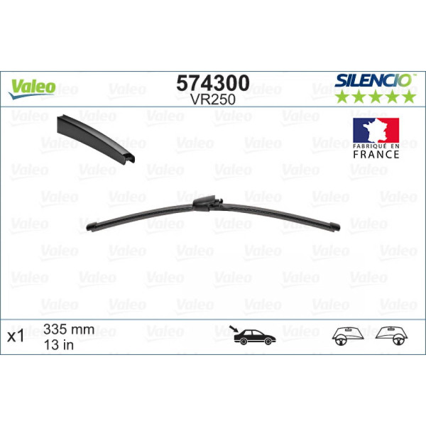 Aizmugures tīrītājs Valeo Silencio Rear VR250, 335 mm