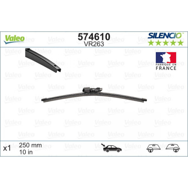 Aizmugures tīrītājs Valeo Silencio Rear VR263, 250 mm