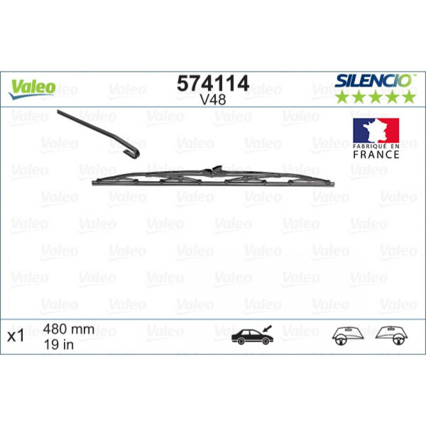 Tīrītājs Valeo Silencio Standart V48, 480 mm