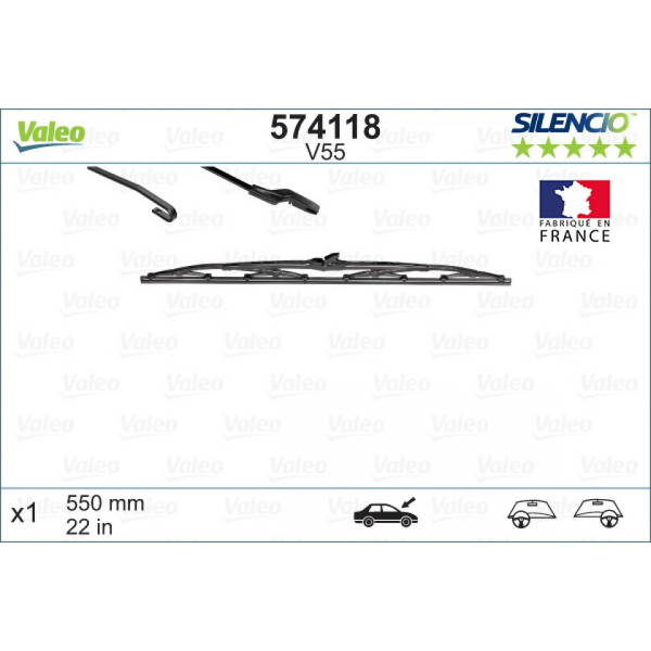 Tīrītājs Valeo Silencio Standart V55, 550 mm