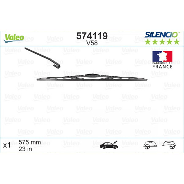 Tīrītājs Valeo Silencio Standart V58, 575 mm