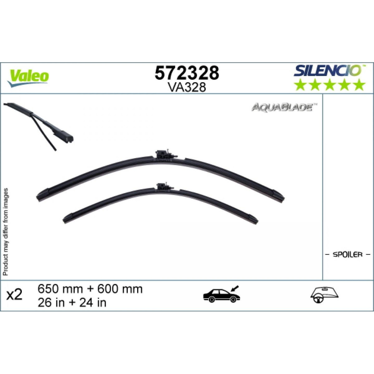 Tīrītāju komplekts Valeo Aquablade VA328, 650/600 mm Tīrītāju komplekts Valeo Aquablade VA328, 650/600 mm