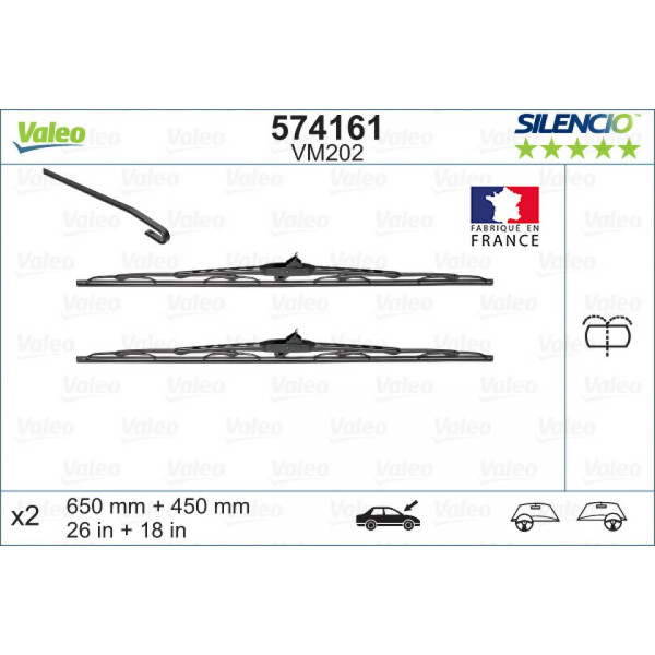 Tīrītāju komplekts Valeo Silencio Performance X2 VM202, 650/450 mm