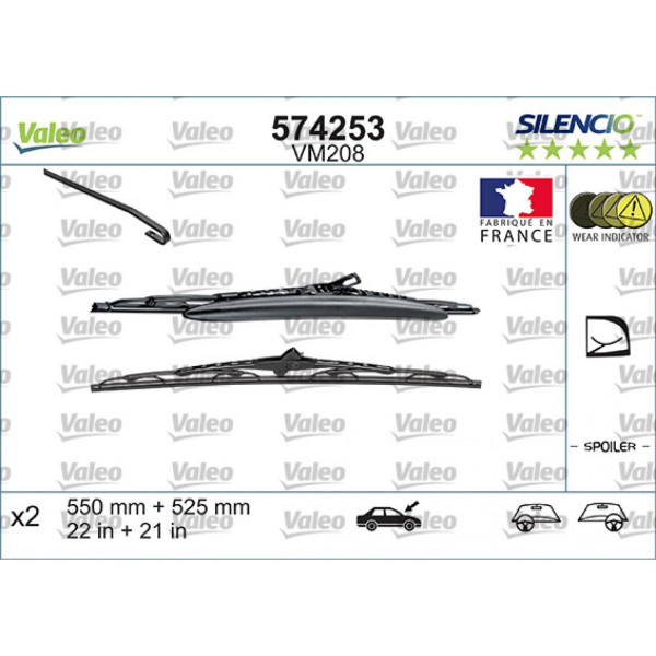 Tīrītāju komplekts Valeo Silencio Performance X2 VM208, 550/525 mm