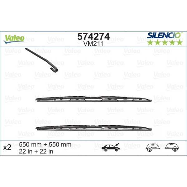 Tīrītāju komplekts Valeo Silencio Performance X2 VM211, 550/550 mm
