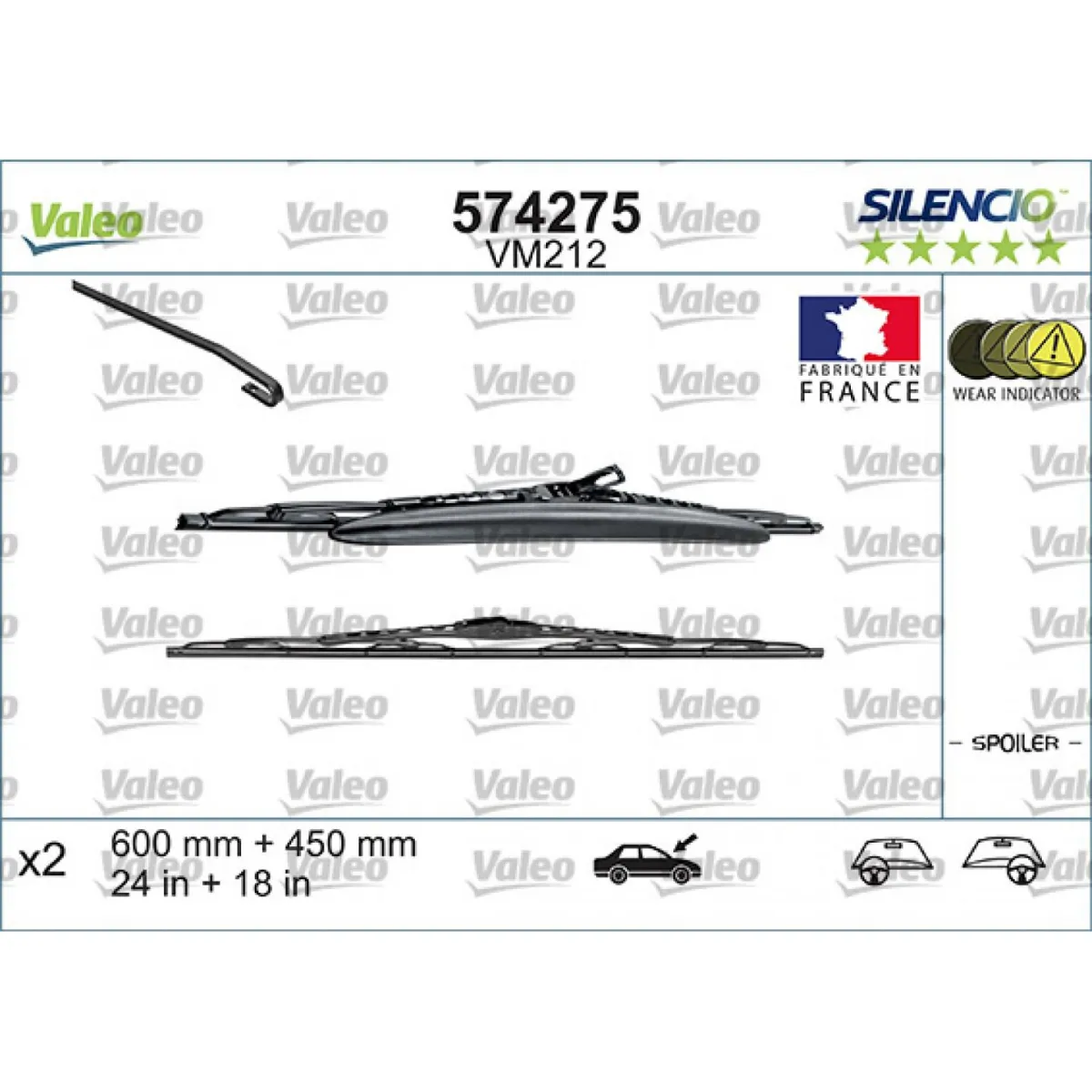 Tīrītāju komplekts Valeo Silencio Performance X2 VM212, 600/450 mm Tīrītāju komplekts Valeo Silencio Performance X2 VM212, 600/450 mm