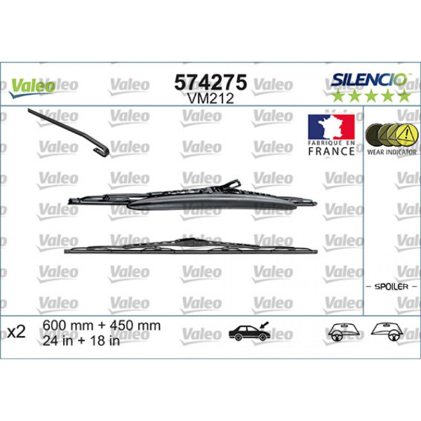 Tīrītāju komplekts Valeo Silencio Performance X2 VM212, 600/450 mm