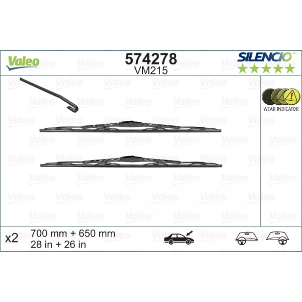 Tīrītāju komplekts Valeo Silencio Performance X2 VM215, 700/650 mm