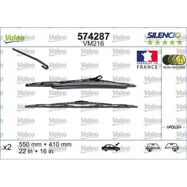 Tīrītāju komplekts Valeo Silencio Performance X2 VM216, 550/410 mm
