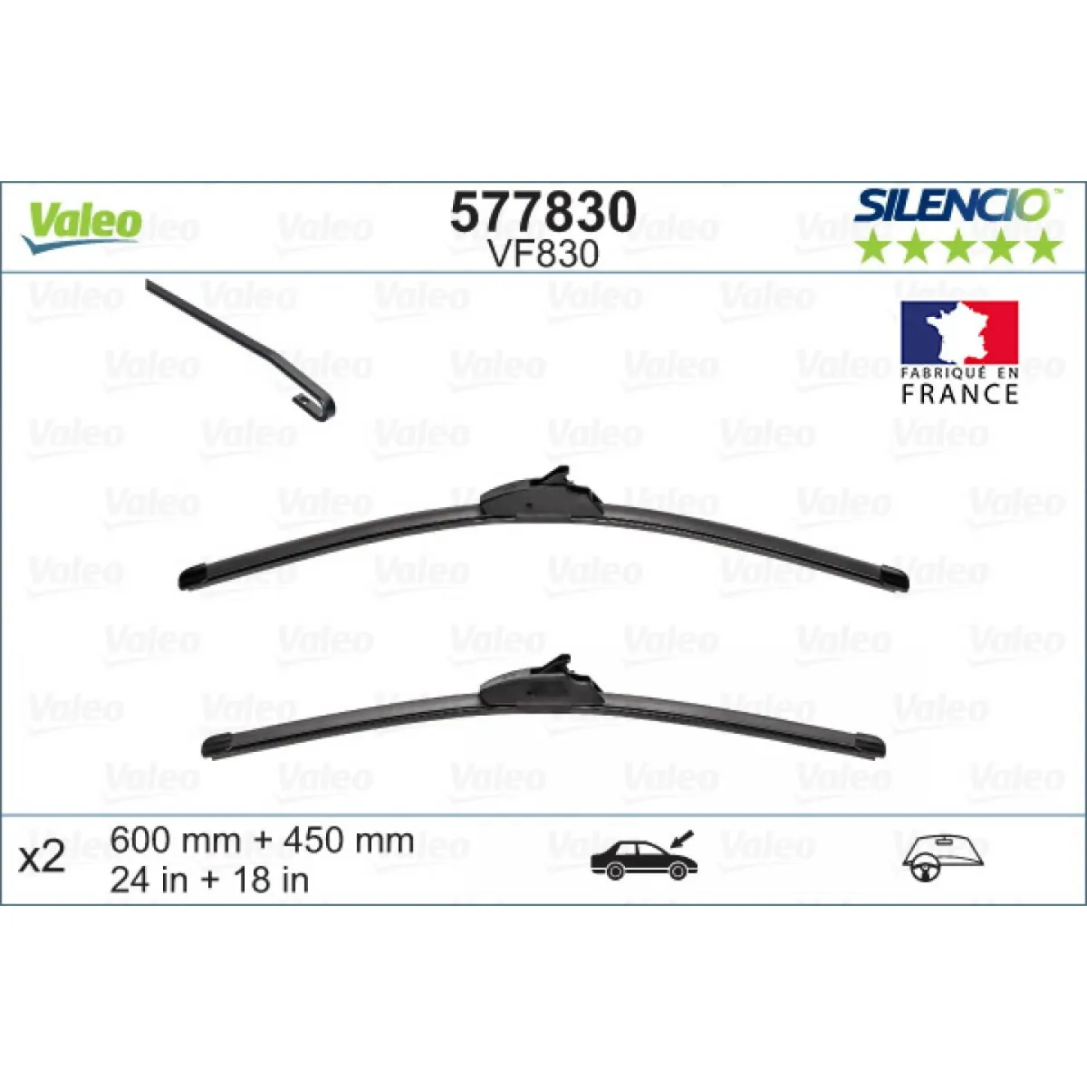 Tīrītāju komplekts Valeo Silencio VF830, 600/450 mm Tīrītāju komplekts Valeo Silencio VF830, 600/450 mm