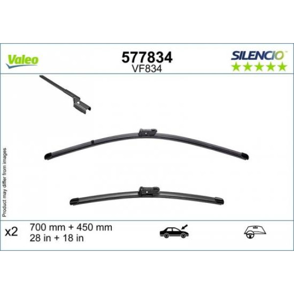 Tīrītāju komplekts Valeo Silencio VF834, 700/450 mm Tīrītāju komplekts Valeo Silencio VF834, 700/450 mm