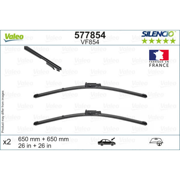 Tīrītāju komplekts Valeo Silencio VF854, 650/650 mm