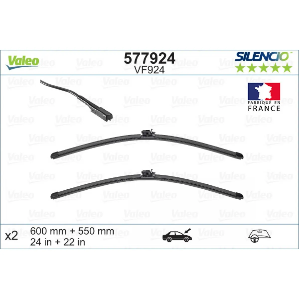 Tīrītāju komplekts Valeo Silencio VF924, 600/550 mm Tīrītāju komplekts Valeo Silencio VF924, 600/550 mm