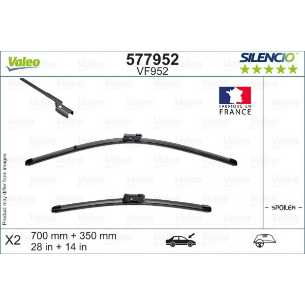 Tīrītāju komplekts Valeo Silencio VF952, 700/350 mm