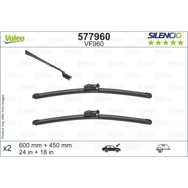 Tīrītāju komplekts Valeo Silencio VF960, 600/450 mm