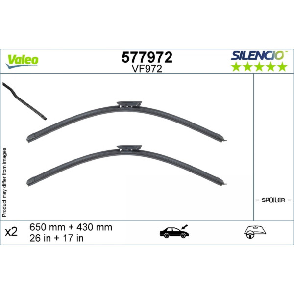 Tīrītāju komplekts Valeo Silencio VF972, 650/430 mm