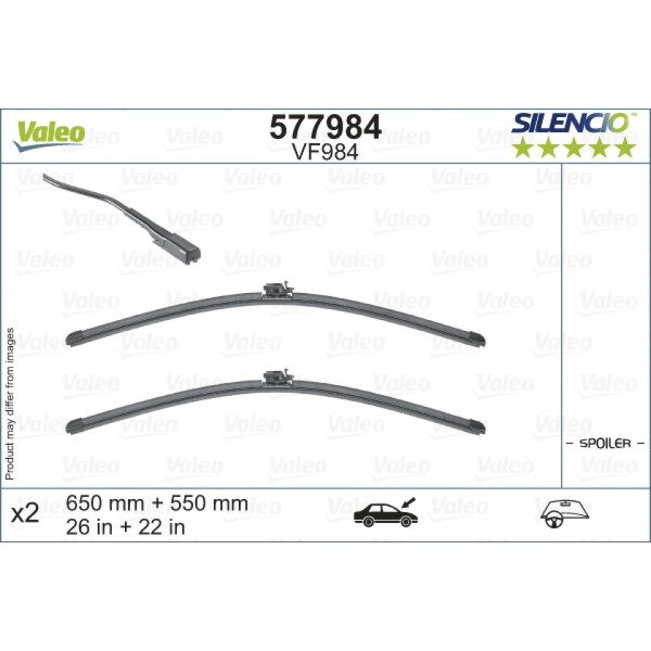 Tīrītāju komplekts Valeo Silencio VF984, 650/550 mm