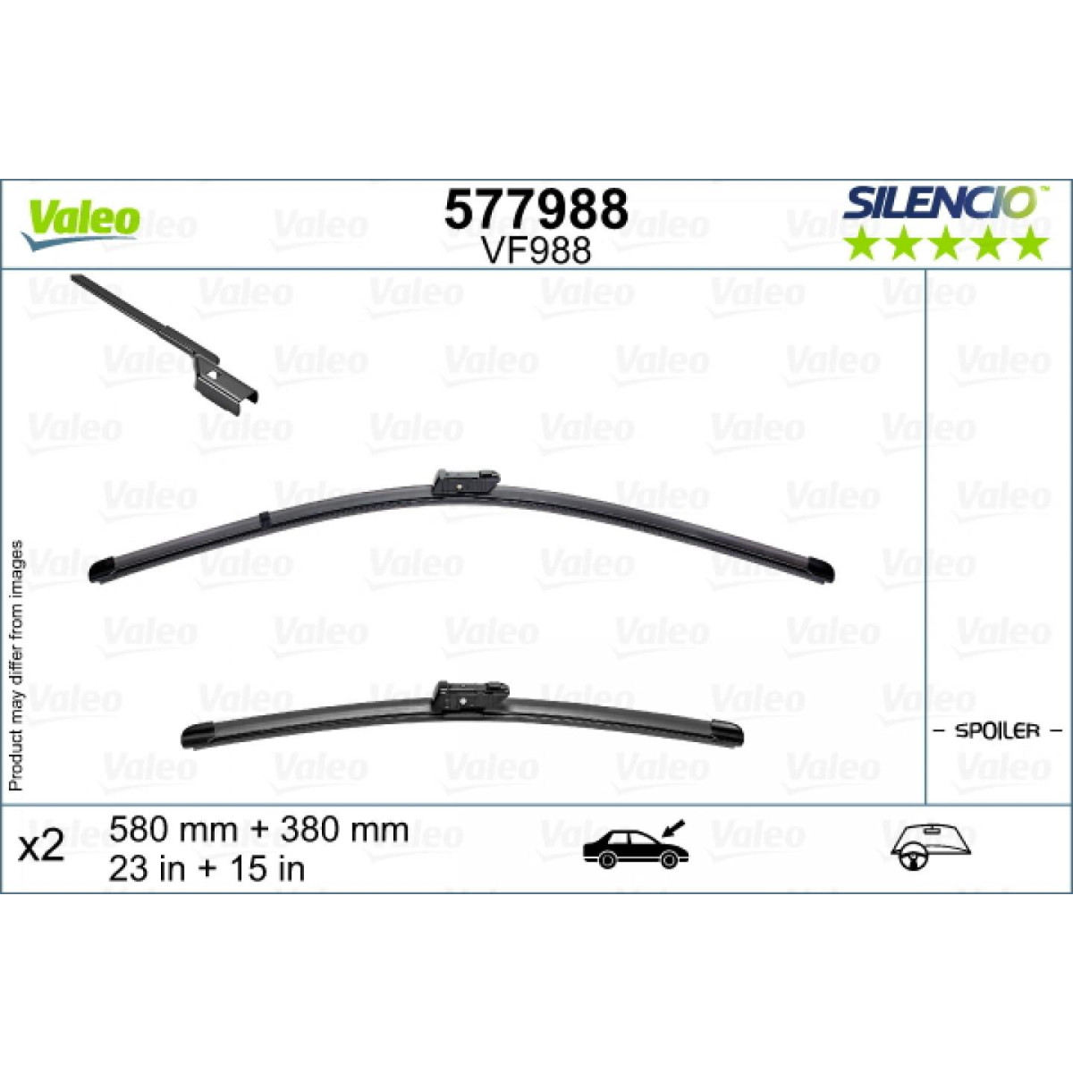 Tīrītāju komplekts Valeo Silencio VF988, 580/380 mm Tīrītāju komplekts Valeo Silencio VF988, 580/380 mm