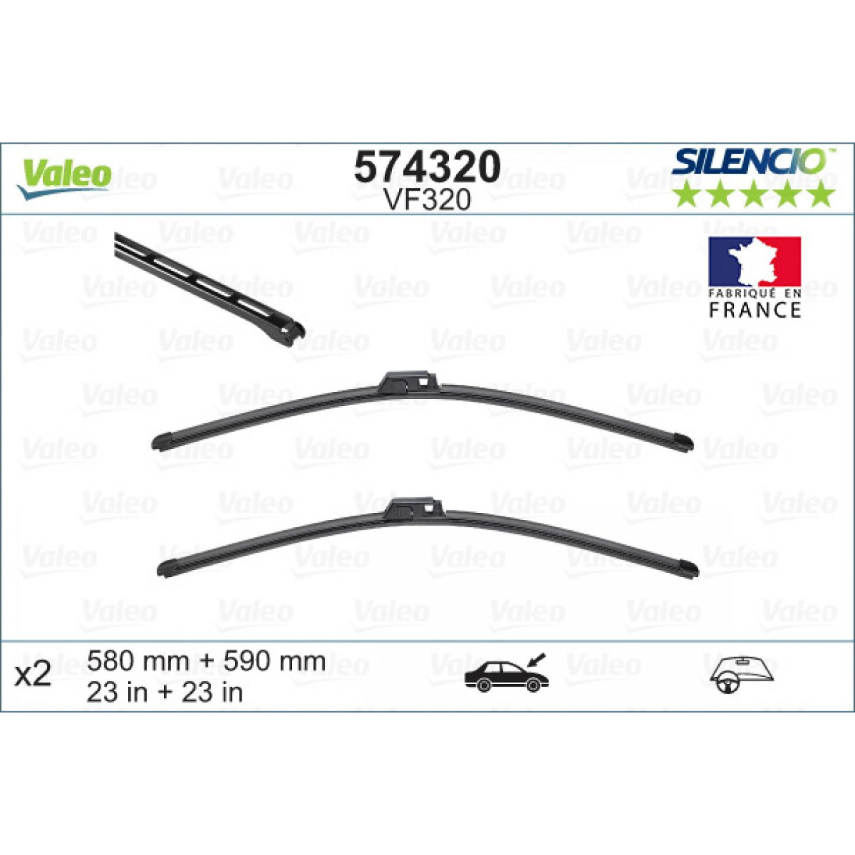 Tīrītāju komplekts Valeo Silencio X.TRM OE VF320, 590/580 mm Tīrītāju komplekts Valeo Silencio X.TRM OE VF320, 590/580 mm