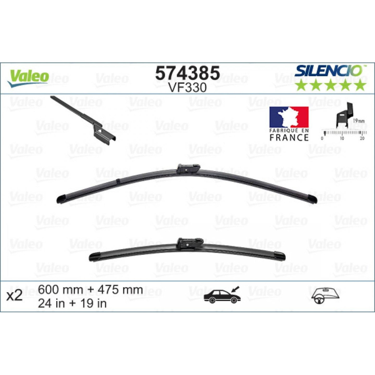 Tīrītāju komplekts Valeo Silencio X.TRM OE VF330, 600/475 mm Tīrītāju komplekts Valeo Silencio X.TRM OE VF330, 600/475 mm