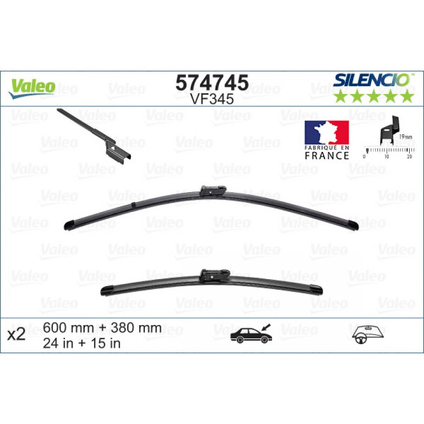 Tīrītāju komplekts Valeo Silencio X.TRM OE VF345, 600/380 mm