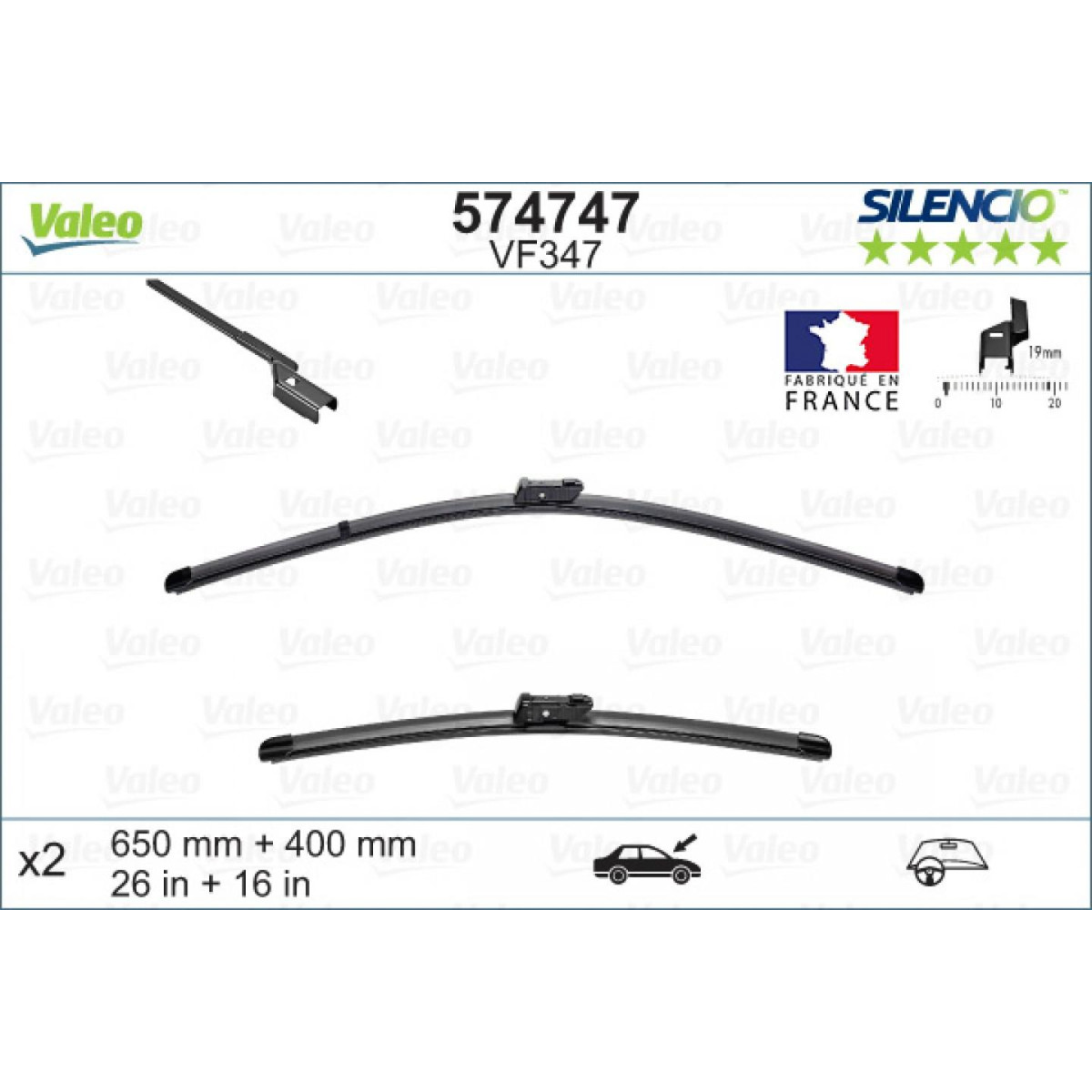 Tīrītāju komplekts Valeo Silencio X.TRM OE VF347, 650/400 mm Tīrītāju komplekts Valeo Silencio X.TRM OE VF347, 650/400 mm