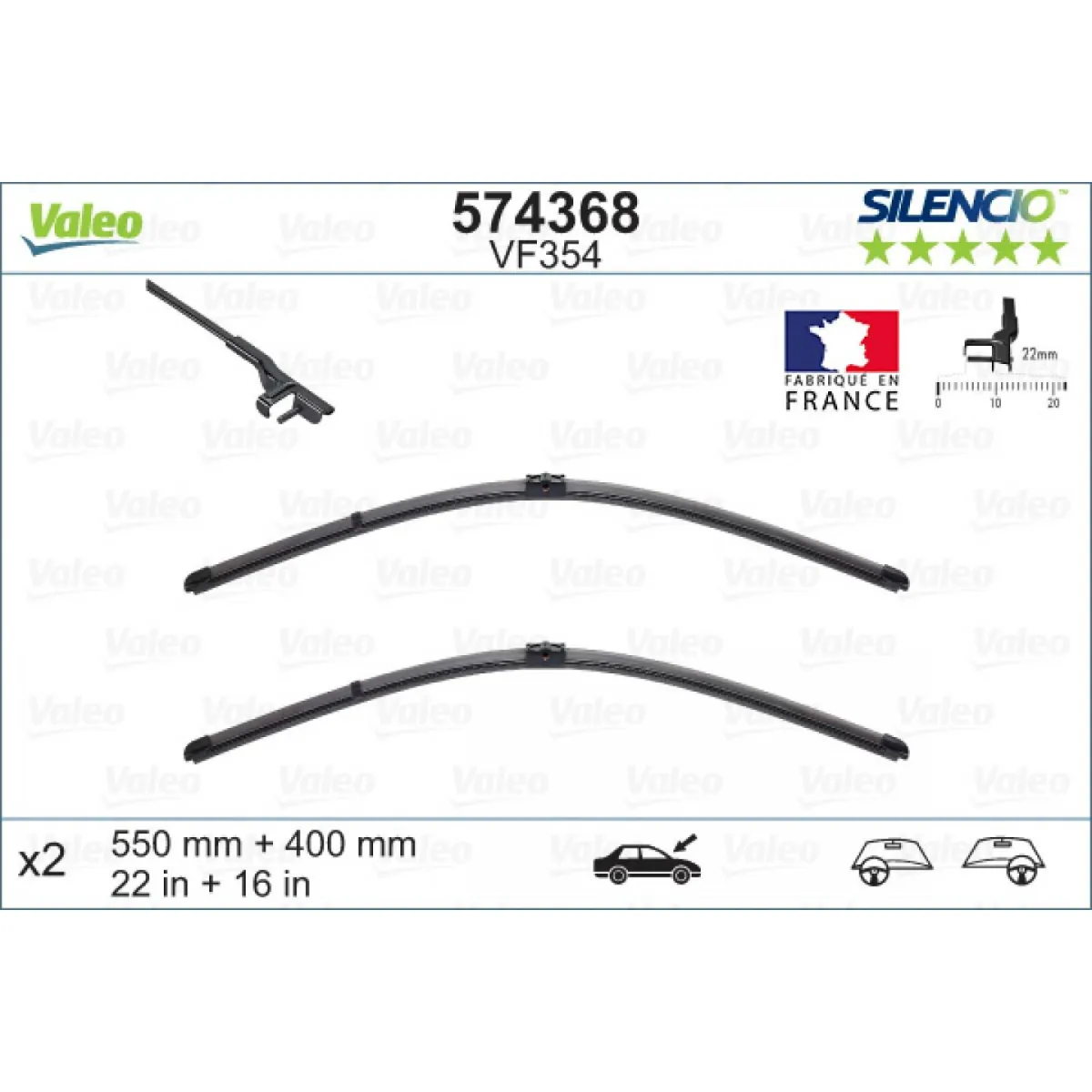 Tīrītāju komplekts Valeo Silencio X.TRM OE VF354, 550/400 mm Tīrītāju komplekts Valeo Silencio X.TRM OE VF354, 550/400 mm