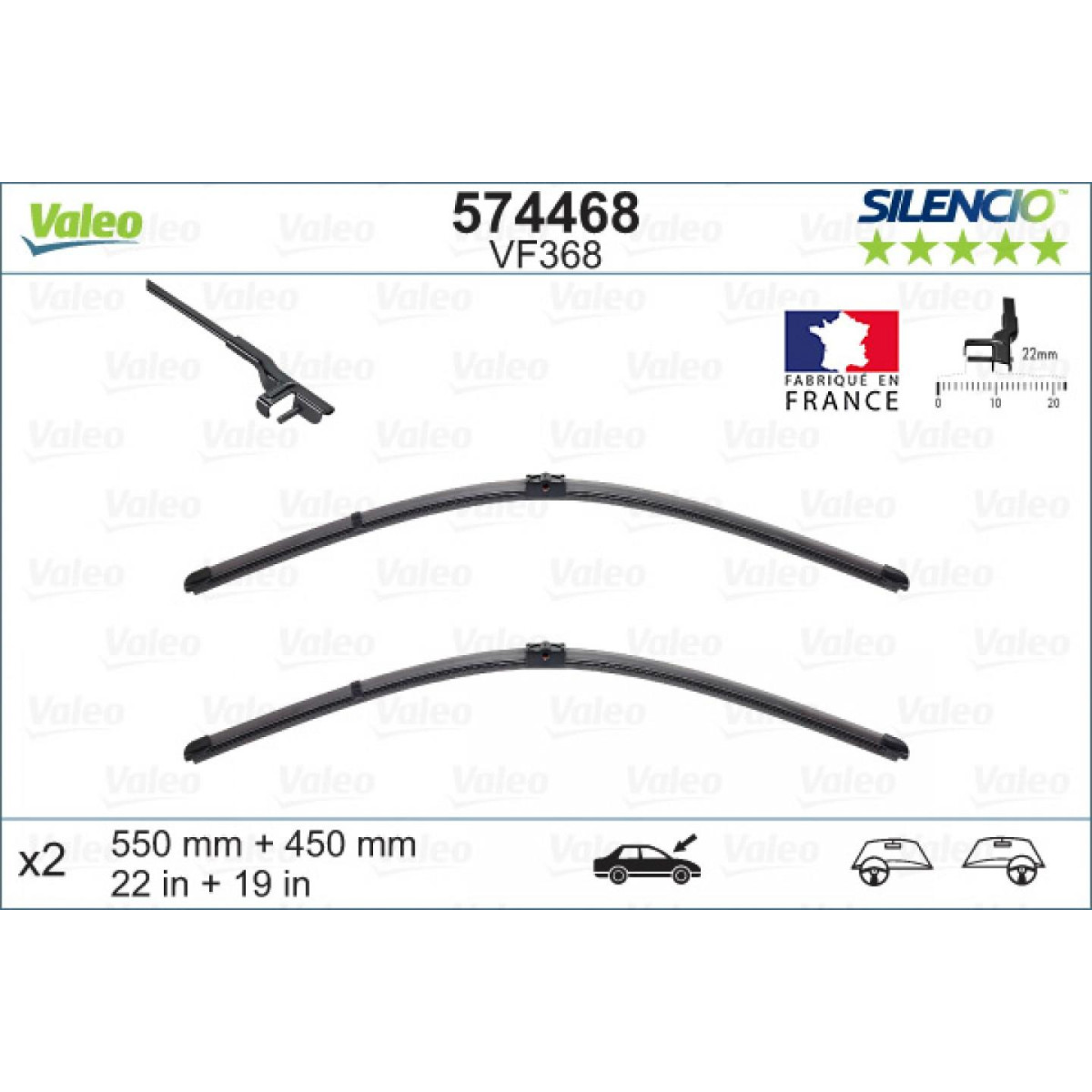 Tīrītāju komplekts Valeo Silencio X.TRM OE VF368, 550/450 mm Tīrītāju komplekts Valeo Silencio X.TRM OE VF368, 550/450 mm