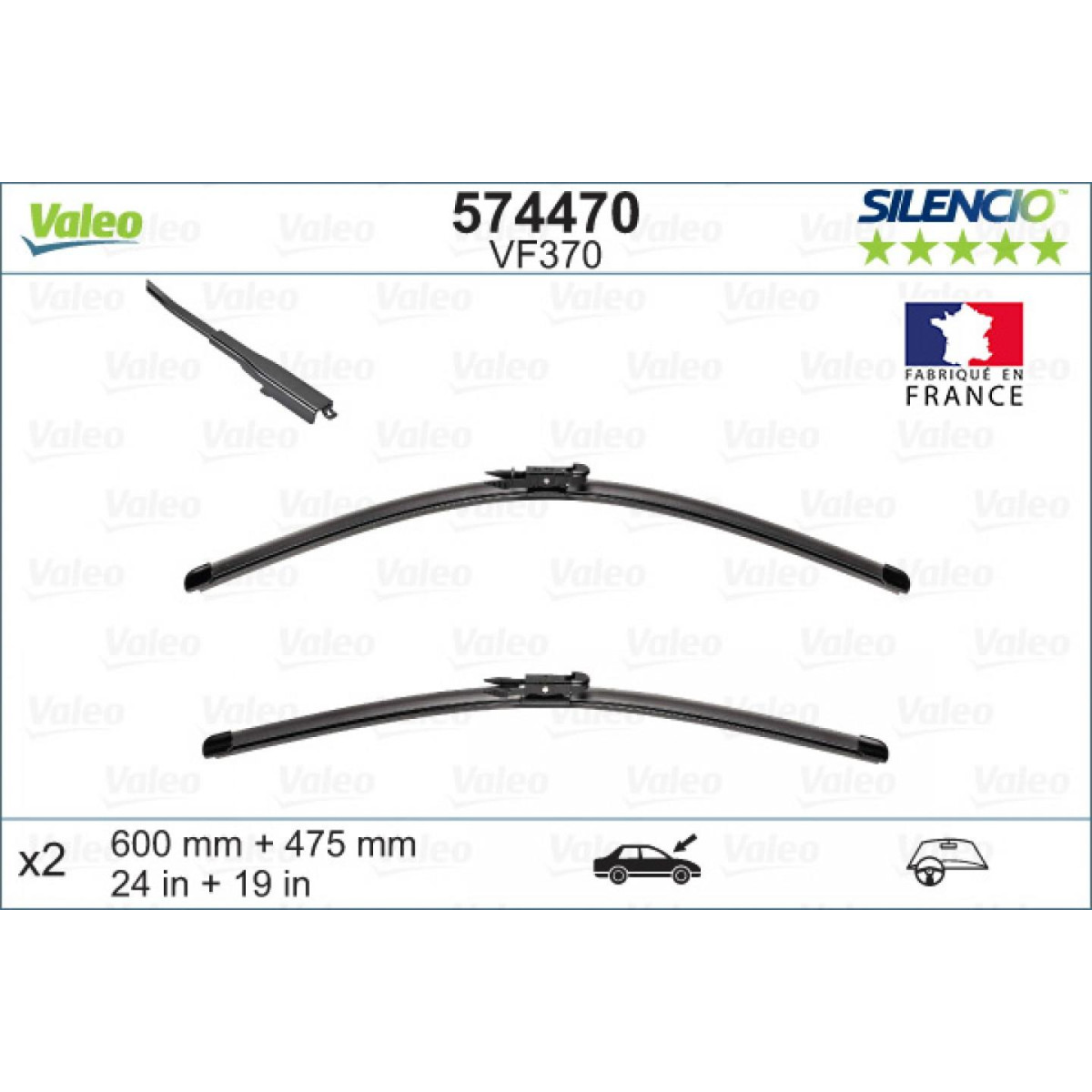 Tīrītāju komplekts Valeo Silencio X.TRM OE VF370, 600/475 mm Tīrītāju komplekts Valeo Silencio X.TRM OE VF370, 600/475 mm
