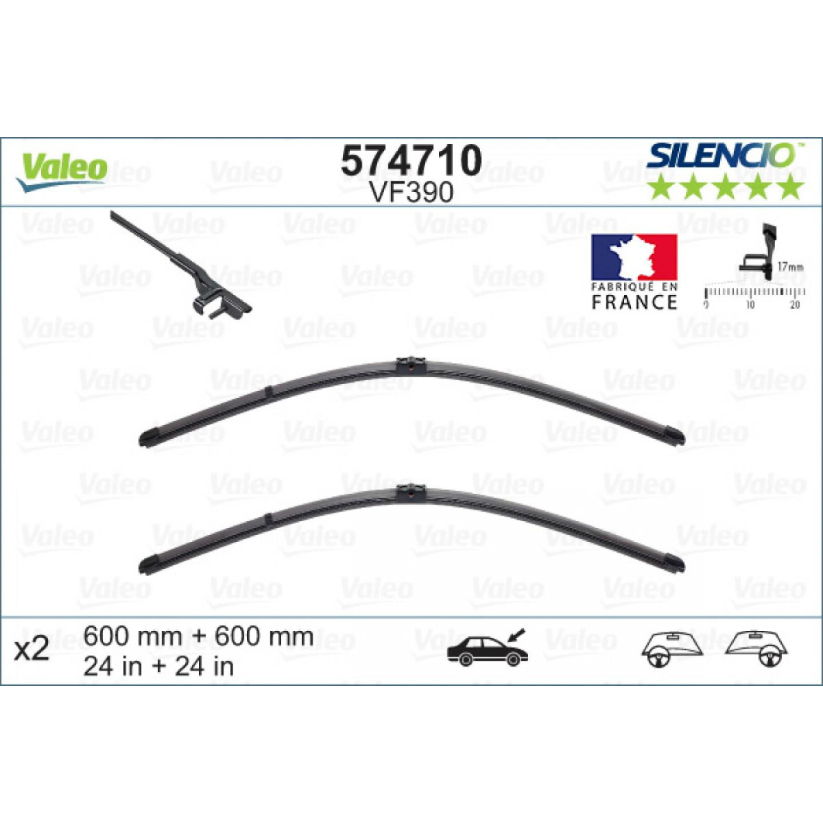 Tīrītāju komplekts Valeo Silencio X.TRM OE VF390, 600/600 mm Tīrītāju komplekts Valeo Silencio X.TRM OE VF390, 600/600 mm