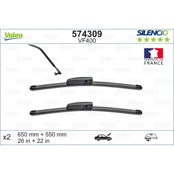Tīrītāju komplekts Valeo Silencio X.TRM OE VF400, 650/550 mm
