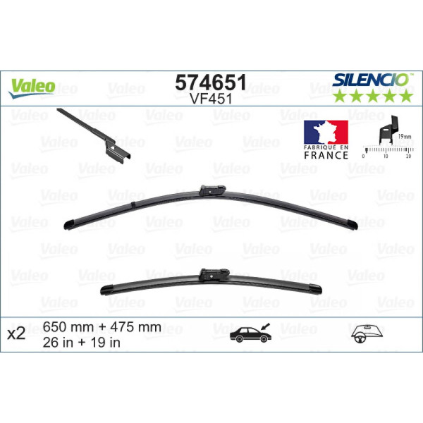 Tīrītāju komplekts Valeo Silencio X.TRM OE VF451, 650/475 mm