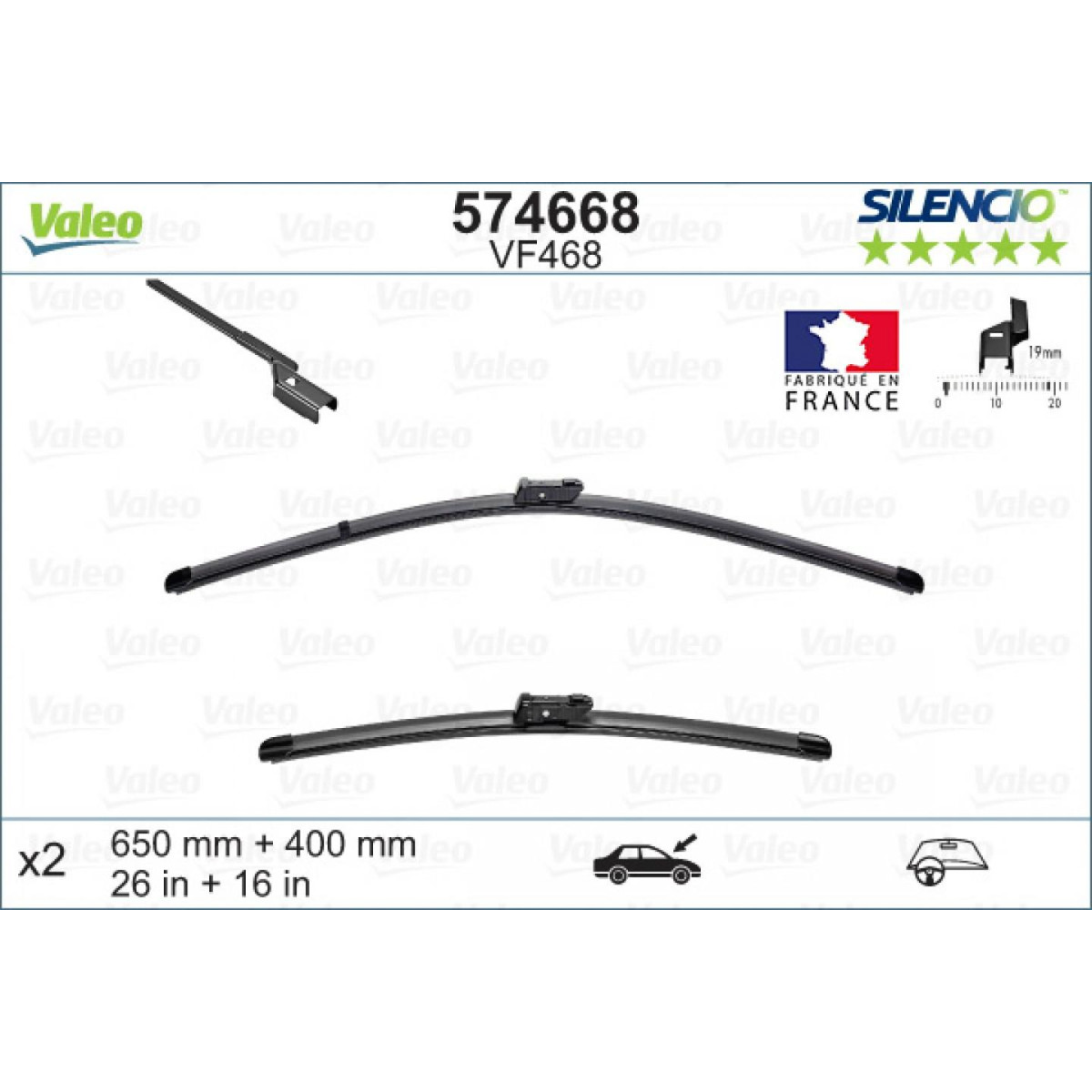 Tīrītāju komplekts Valeo Silencio X.TRM OE VF468, 650/400 mm Tīrītāju komplekts Valeo Silencio X.TRM OE VF468, 650/400 mm
