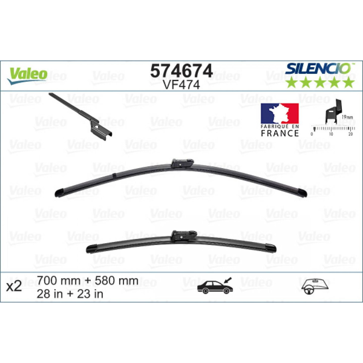 Tīrītāju komplekts Valeo Silencio X.TRM OE VF474, 700/580 mm Tīrītāju komplekts Valeo Silencio X.TRM OE VF474, 700/580 mm