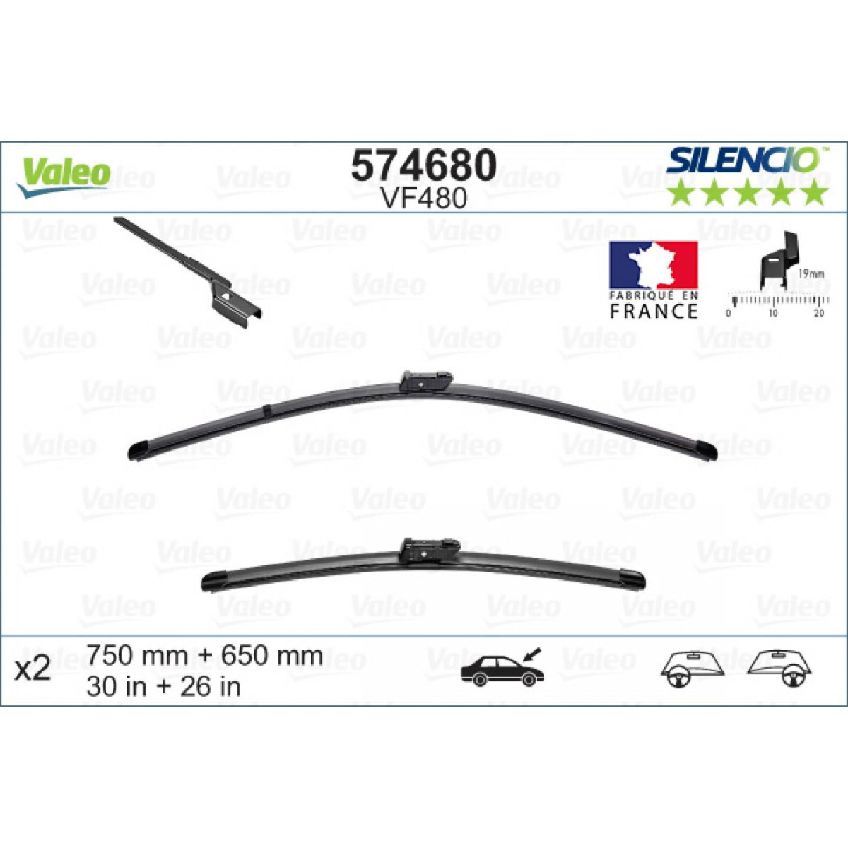 Tīrītāju komplekts Valeo Silencio X.TRM OE VF480, 750/650 mm Tīrītāju komplekts Valeo Silencio X.TRM OE VF480, 750/650 mm