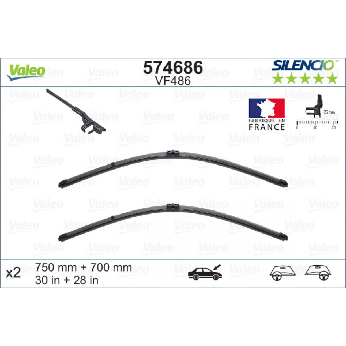 Tīrītāju komplekts Valeo Silencio X.TRM OE VF486, 750/700 mm Tīrītāju komplekts Valeo Silencio X.TRM OE VF486, 750/700 mm