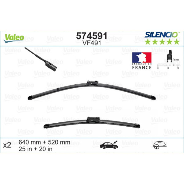 Tīrītāju komplekts Valeo Silencio X.TRM OE VF491, 640/520 mm