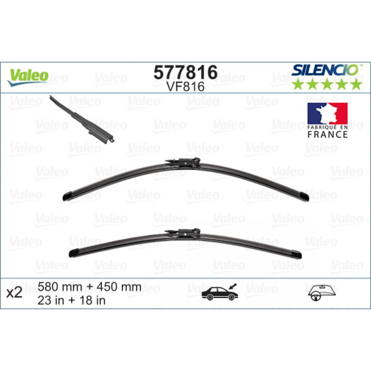 Tīrītāju komplekts Valeo Silencio X.TRM OE VF816, 580/450 mm Tīrītāju komplekts Valeo Silencio X.TRM OE VF816, 580/450 mm