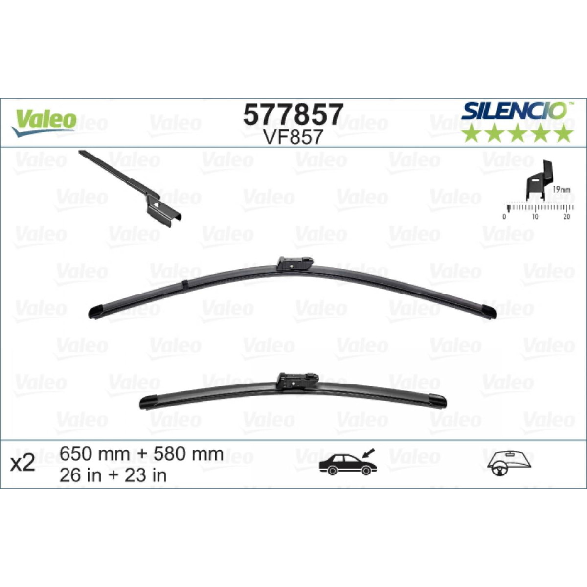 Tīrītāju komplekts Valeo Silencio X.TRM OE VF857, 650/580 mm Tīrītāju komplekts Valeo Silencio X.TRM OE VF857, 650/580 mm