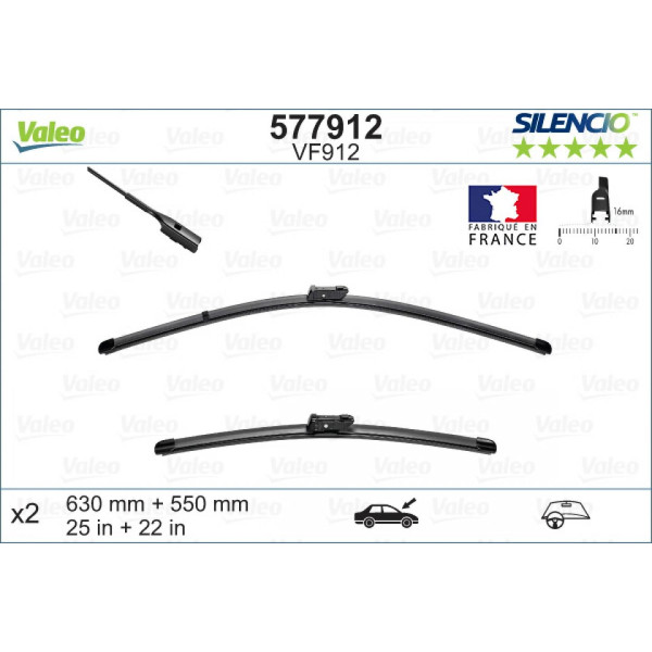 Tīrītāju komplekts Valeo Silencio X.TRM OE VF912, 630/550 mm