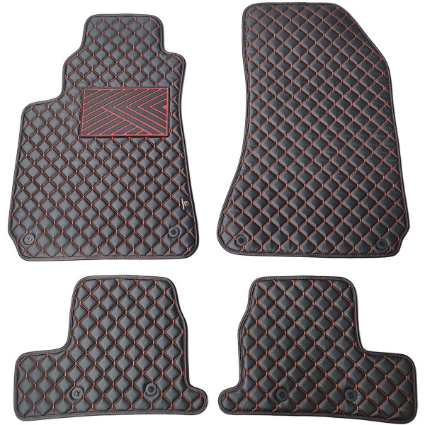 Eko ādas paklājiņi QuiltyMats ALFA Romeo BRERA 2005-2010g. (Melna / sarkanas šuves)