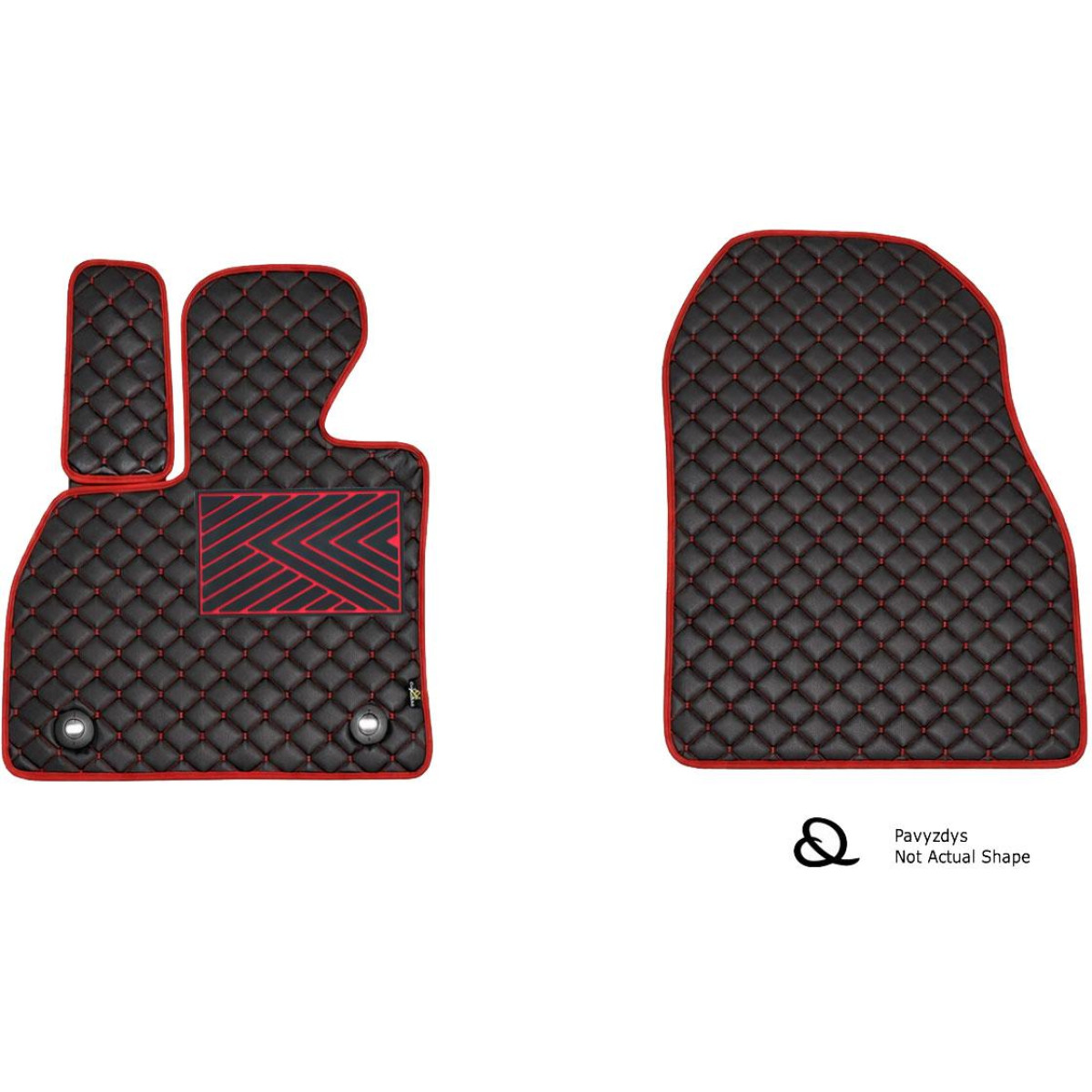 Eko ādas paklājiņi QuiltyMats VOLKSWAGEN CADDY 2004-2020g. (Krovininis) (Melna / sarkanas šuves)