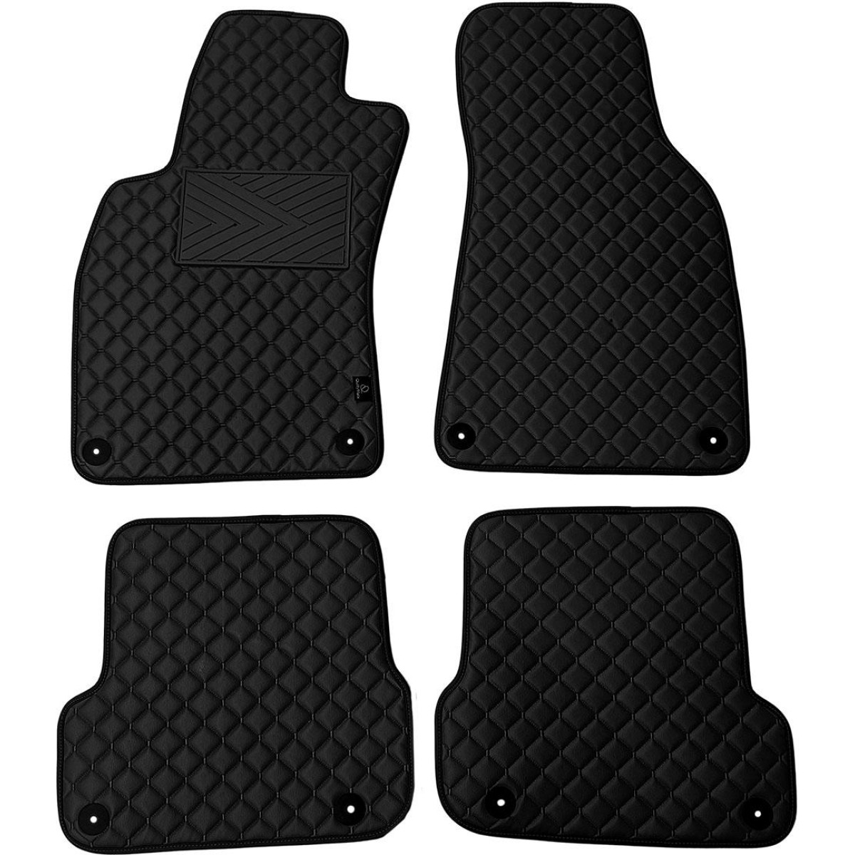 Eko ādas paklājiņi QuiltyMats AUDI A6 2006-2011g. (C6) (Melna / melnas šuves)