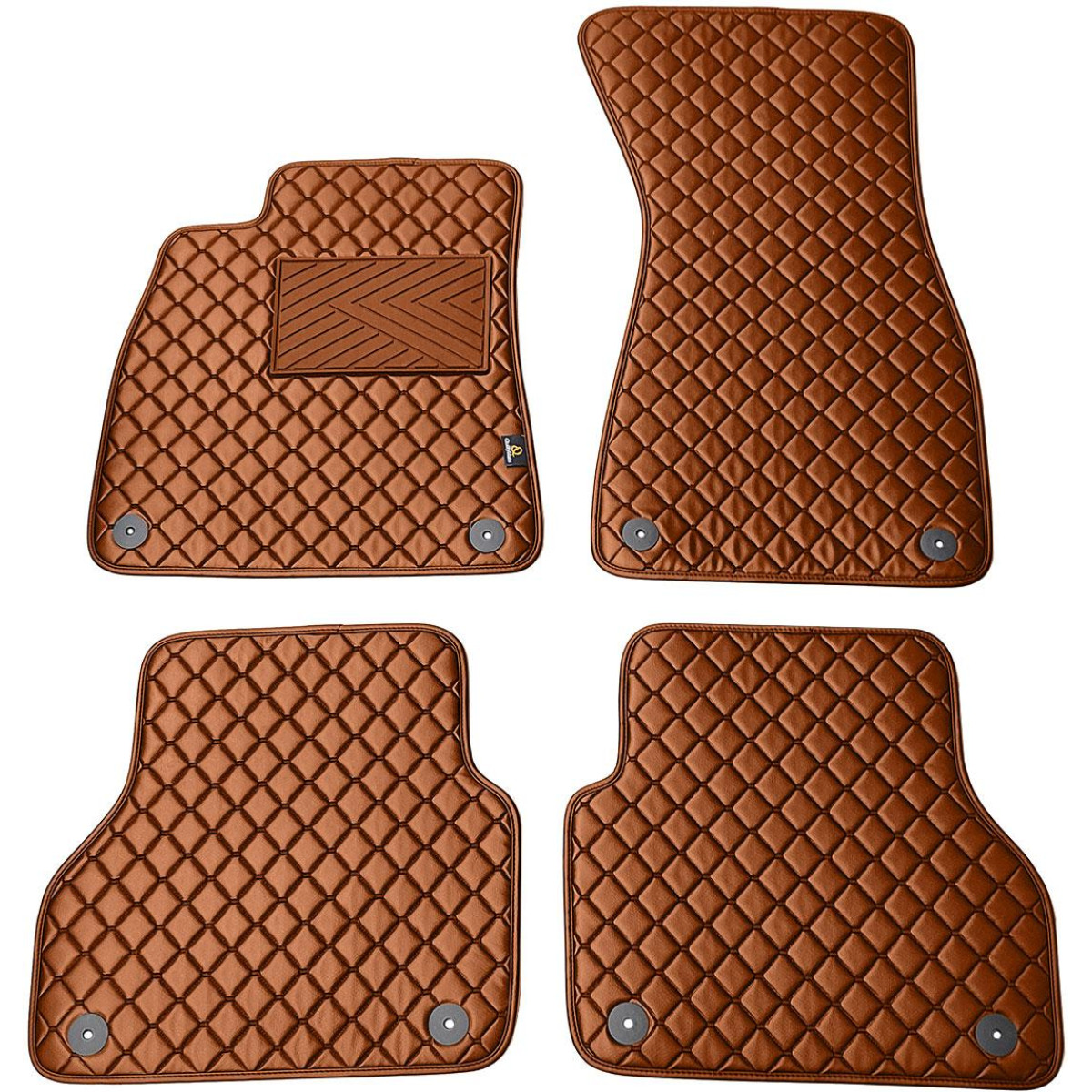 Eko ādas paklājiņi QuiltyMats AUDI A6 2018-2025g. (C8) (Brūns / brūnas šuves)