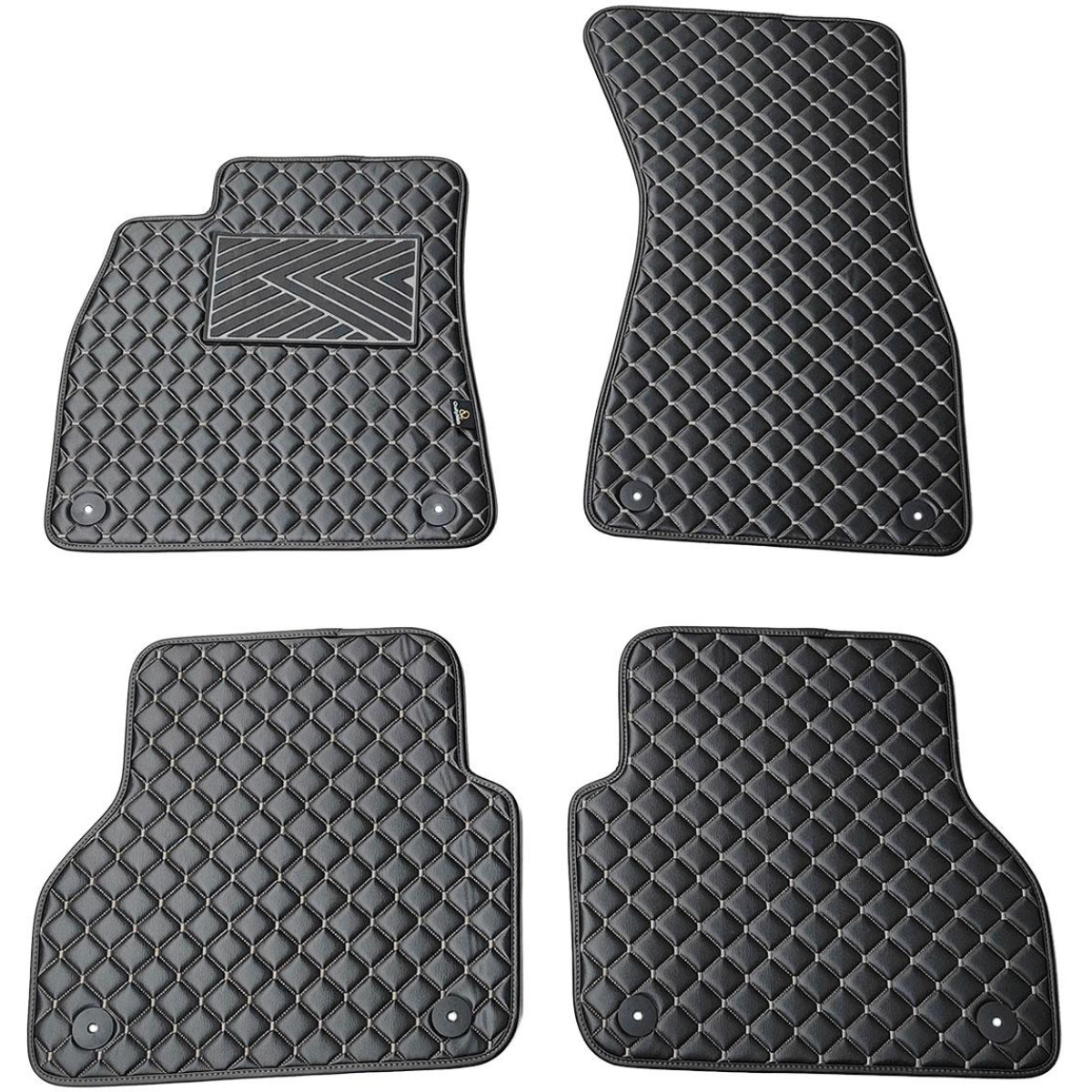 Eko ādas paklājiņi QuiltyMats AUDI A7 2018-2025g. (Melna / pelēkas šuves)